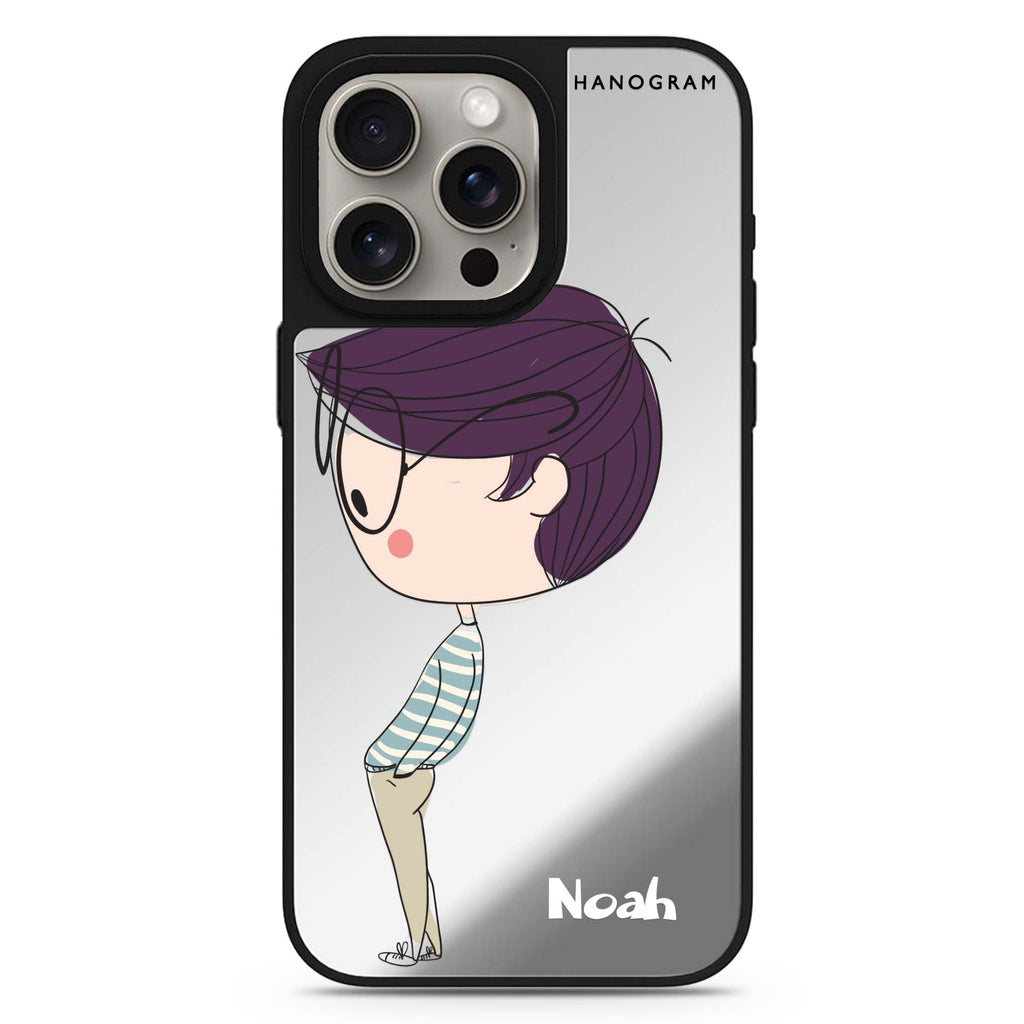 Boy Kissing personalized name MagSafe mirror case for iPhone 16/15/14 Pro Max and Pro, main view