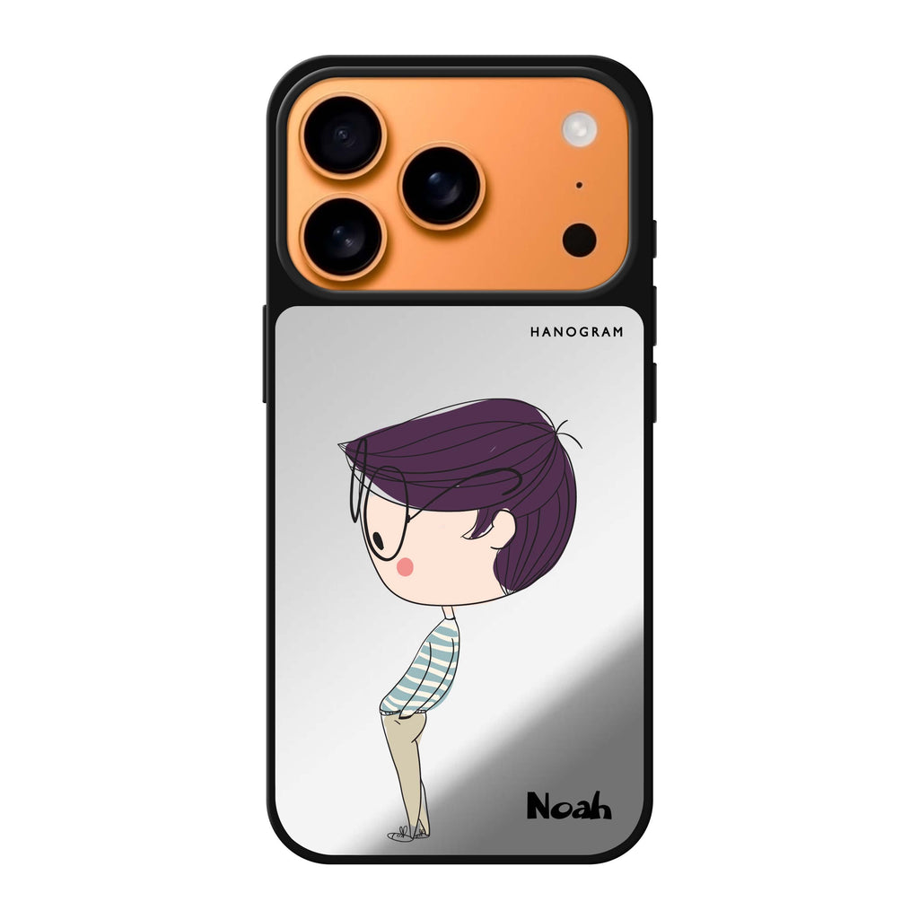 Boy kissing personalized name valentines romantic iPhone 17 Pro Max mirror case