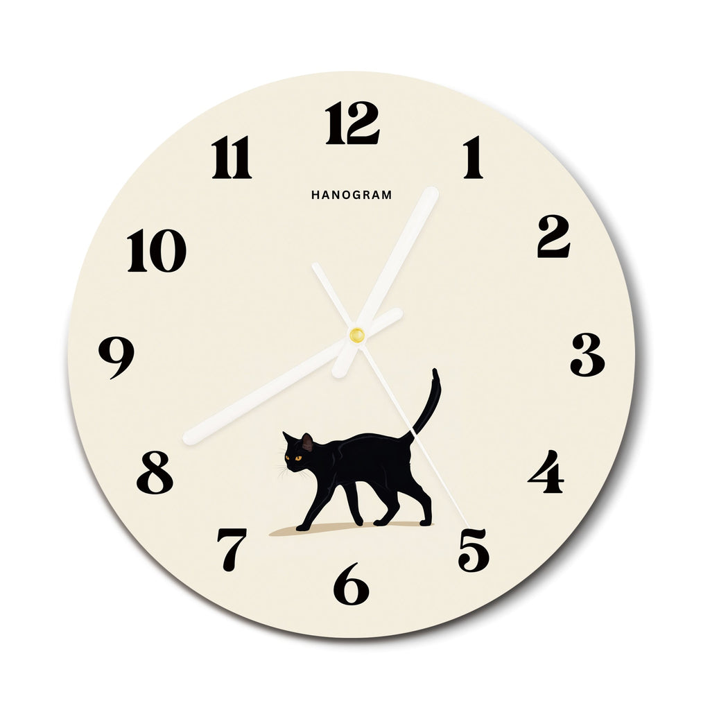 Midnight Cat Walk premium glass wall clock, cat home decor clock, main view