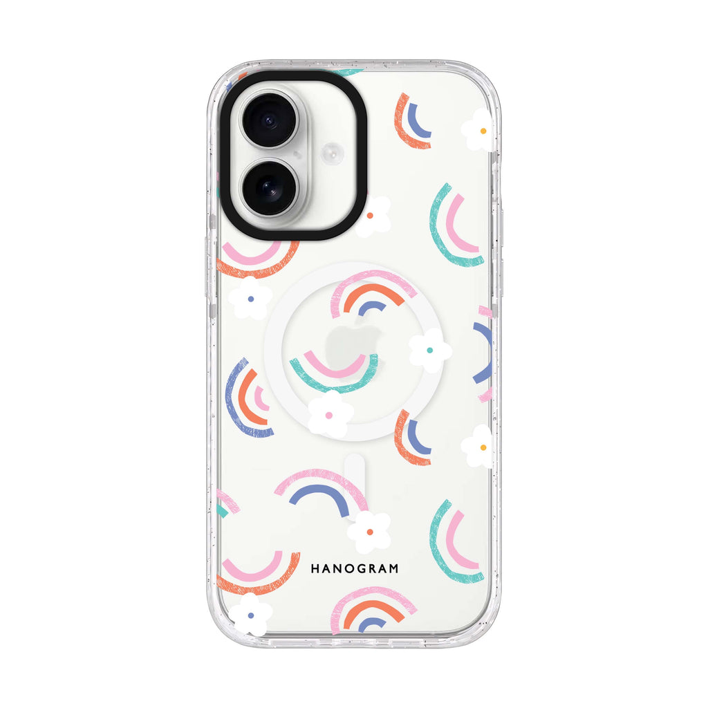 Rainbow Floral Style 2 iPhone 17 ultra clear MagSafe case, front product view