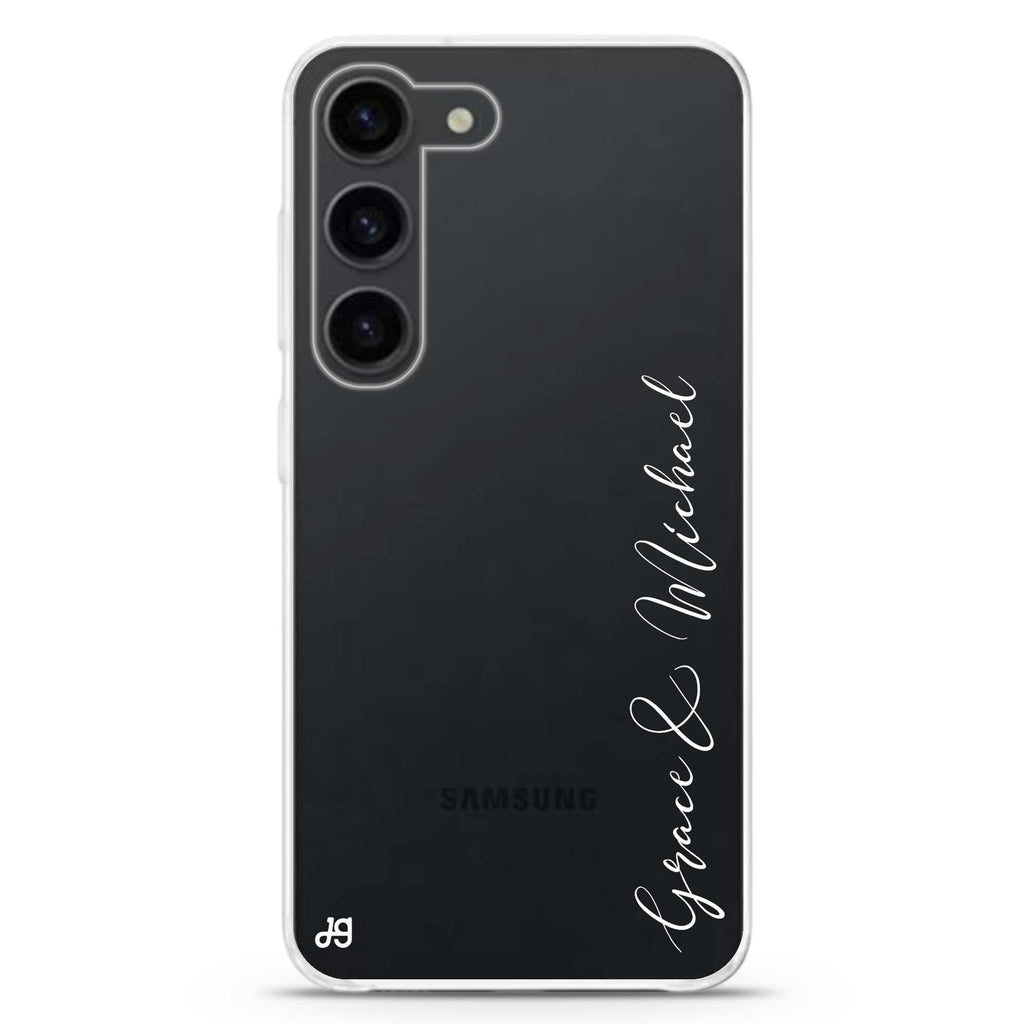 Handwritten You And Me personalized ultra-clear case for Samsung Galaxy S23/S22, front view