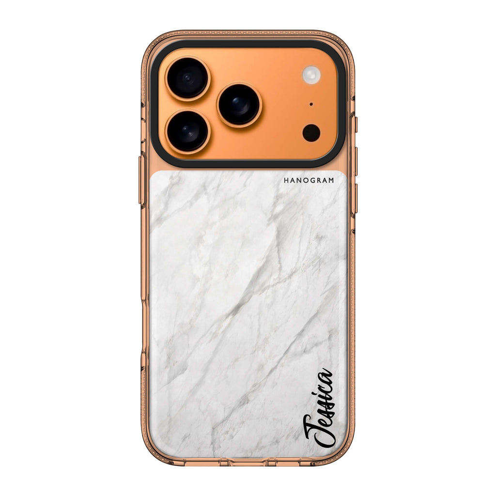 White Marble – Deep Love personalized name white heart marble romantic iPhone 17 Pro Max ultra clear case
