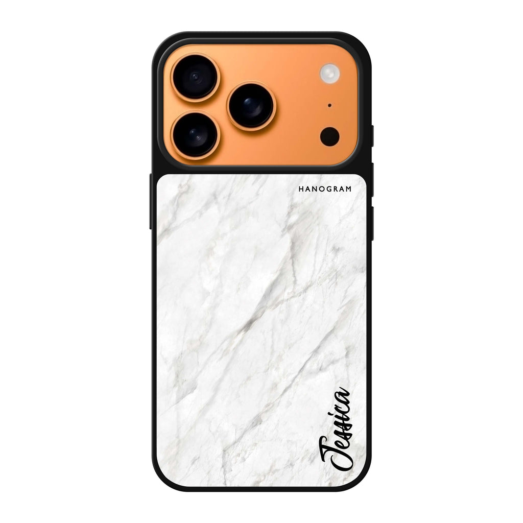 White Marble – Deep Love personalized name white valentines heart marble iPhone 17 Pro Max mirror case