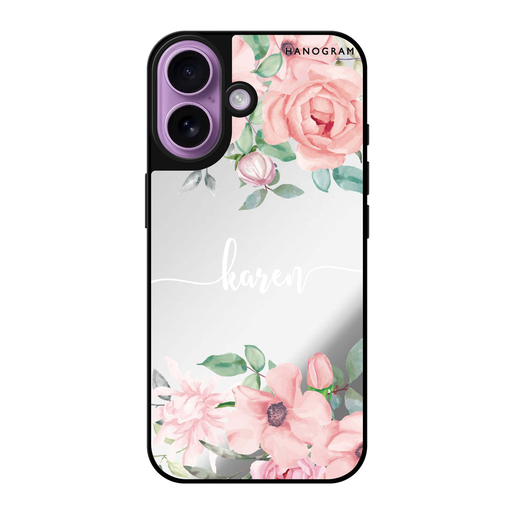 Reflective iPhone 16 Mirror Case –Forever Love Rose Design