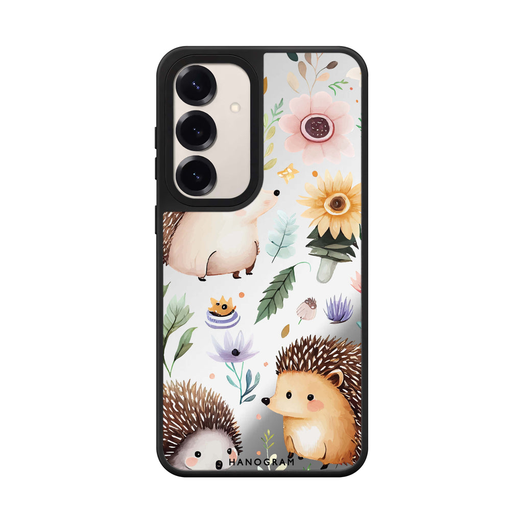 Hedgehog Floral Samsung Galaxy mirror case front view