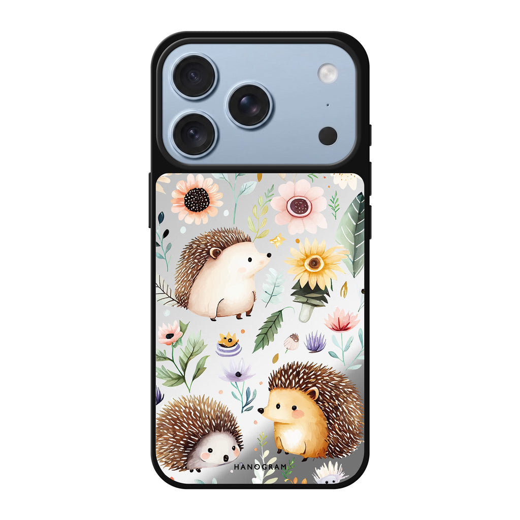 Hedgehog & Floral spring flower hedgehog animal iPhone 18 Pro Max mirror case