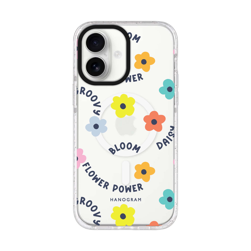 Flower Power iPhone 17 ultra clear MagSafe case, front product view