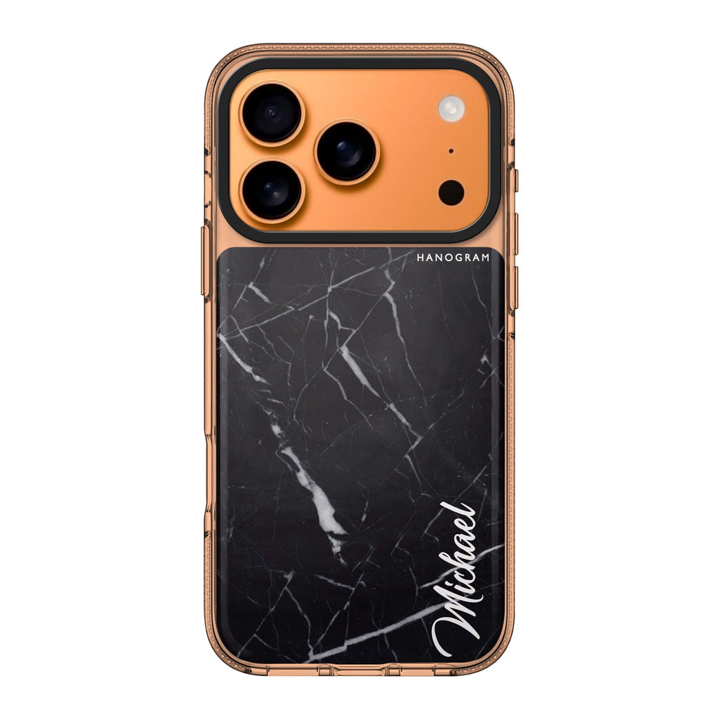 Black Marble – Deep Love personalized name black heart marble romantic iPhone 17 Pro Max ultra clear case
