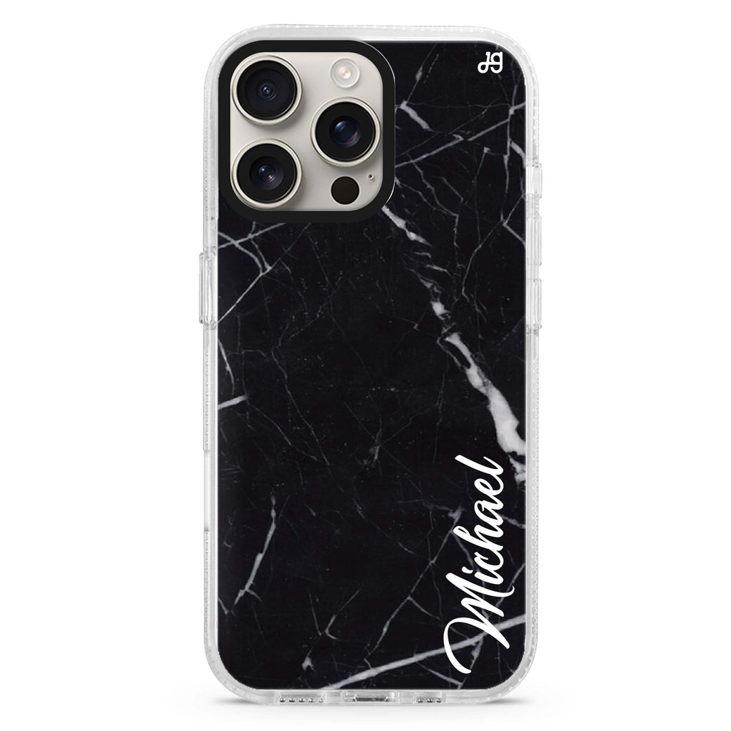Black Marble – Deep Love MagSafe Compatible iPhone 16 Pro Ultra Clear Case - Personalized and Stylish Protection
