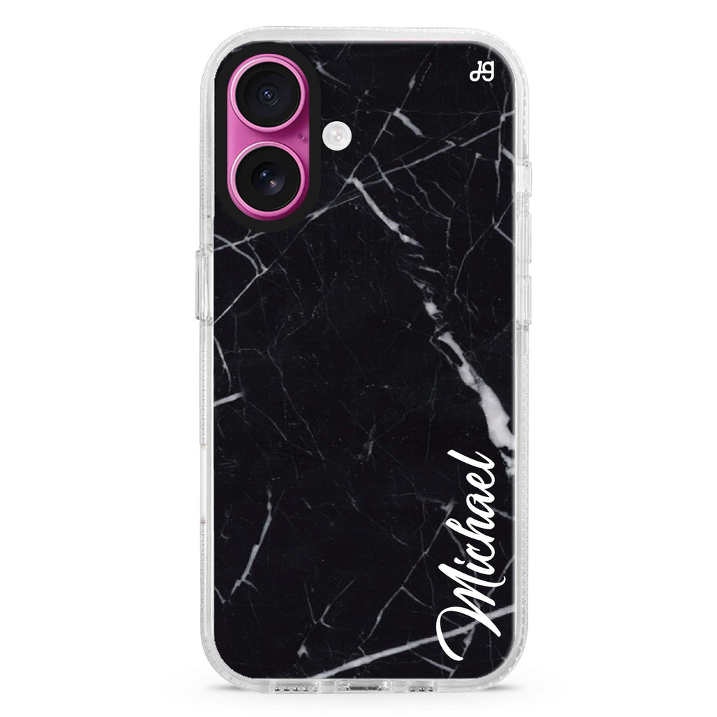 Black Marble – Deep Love MagSafe Compatible iPhone 16 Ultra Clear Case - Personalized and Stylish Protection