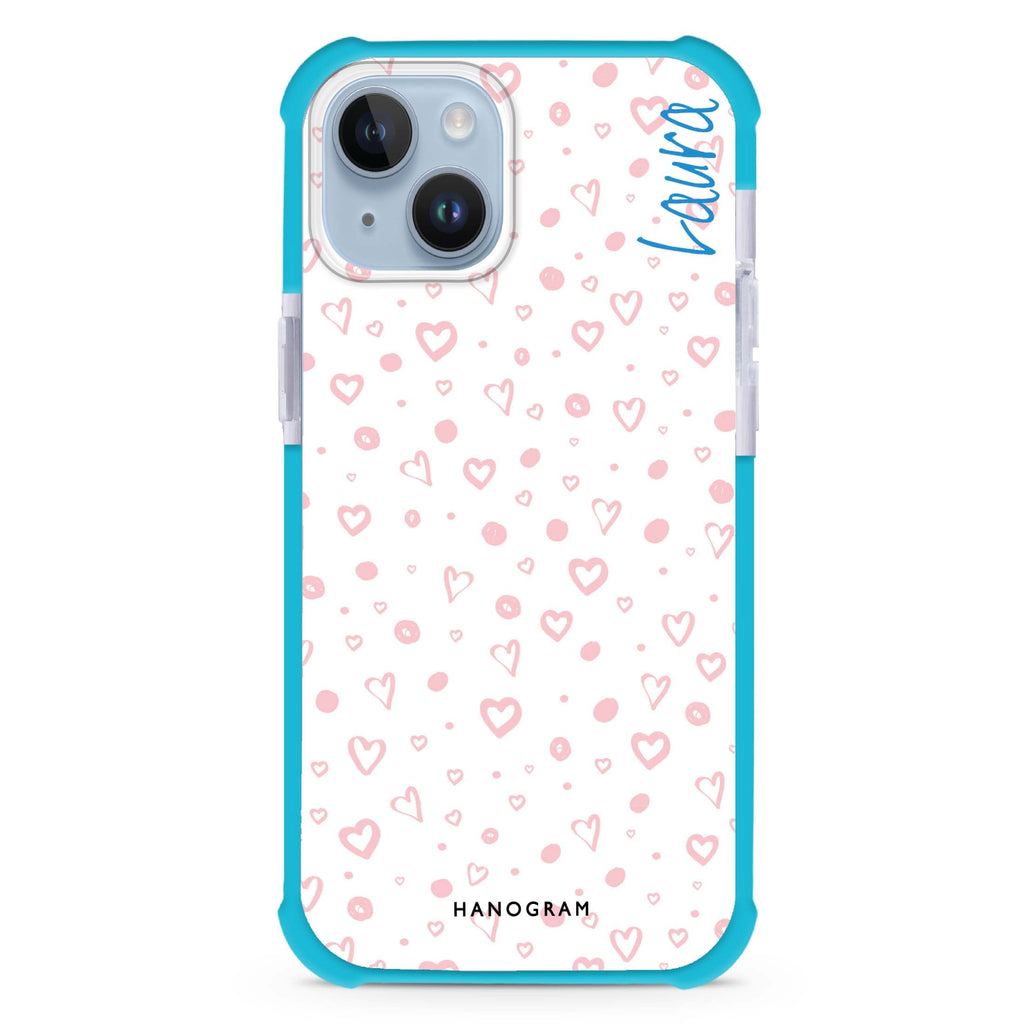 Pinky Hearts iPhone 15 Plus MagSafe Compatible Ultra Shockproof Case
