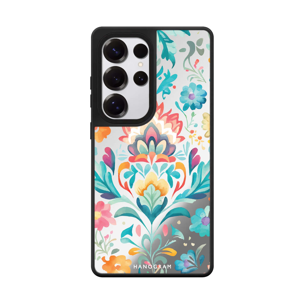 Watercolor Floral Samsung Galaxy S25 S24 S23 Ultra mirror case, front view
