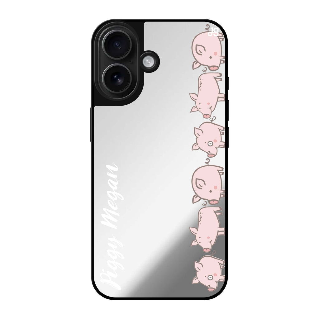 Reflective iPhone 16 Mirror Case –Piggy Corps Design