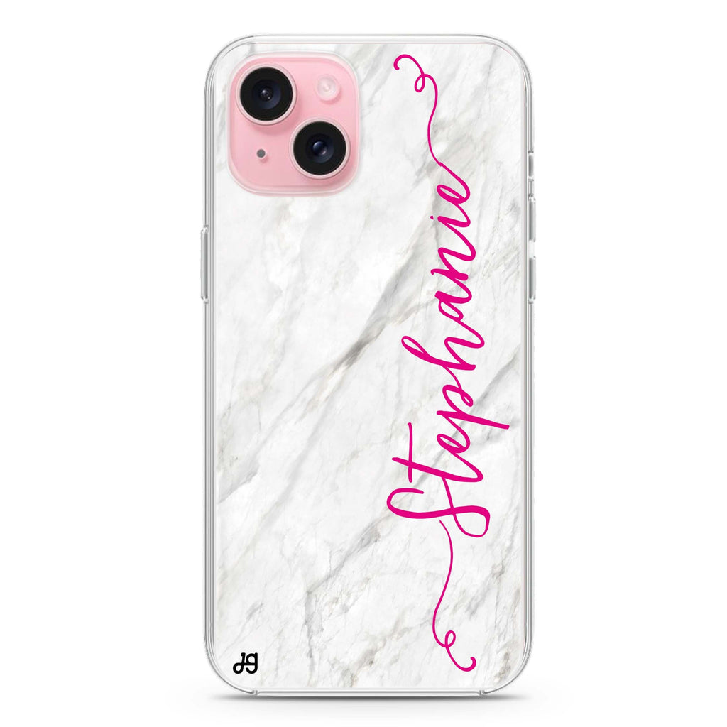 Vertical Cursive & Marble Sleek iPhone Ultra Clear Case
