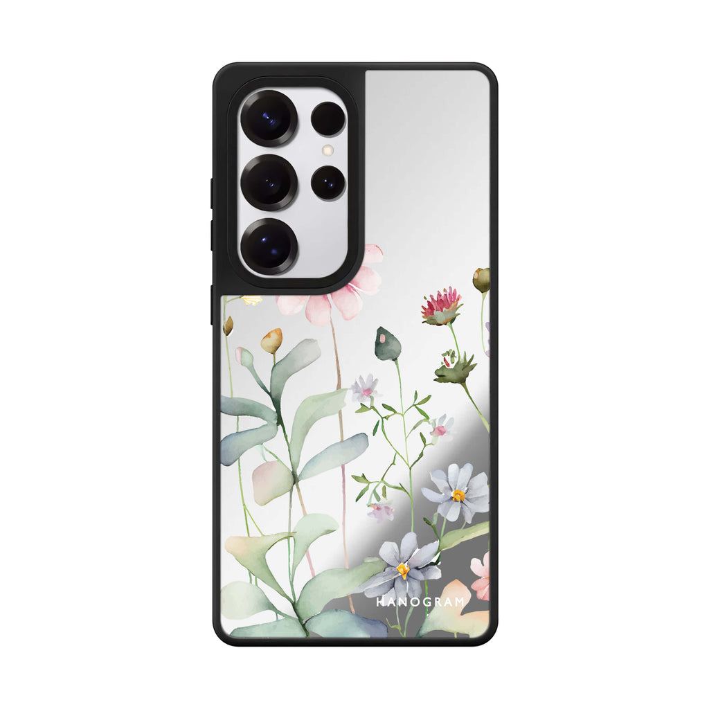 Floral Samsung Galaxy S25 S24 S23 Ultra mirror case, front view