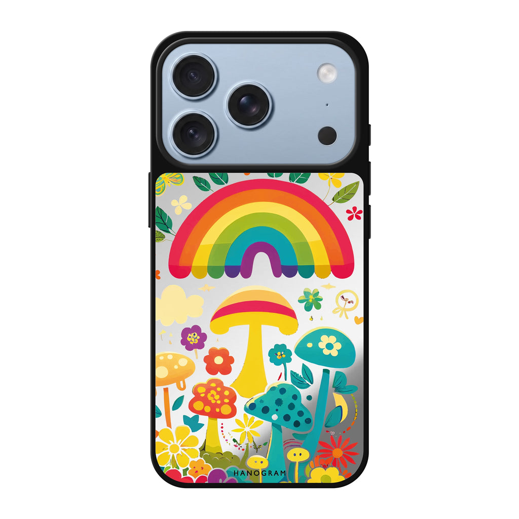 Rainbow Mushroom Garden multicolor spring mushroom floral iPhone 18 Pro Max mirror case