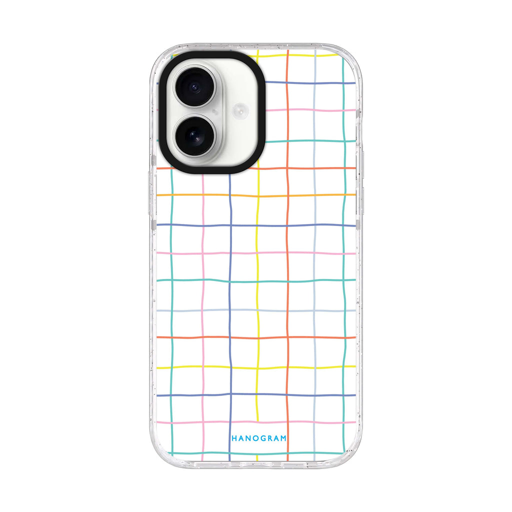Colourful Checked Pattern iPhone 17 ultra clear MagSafe case, front product view