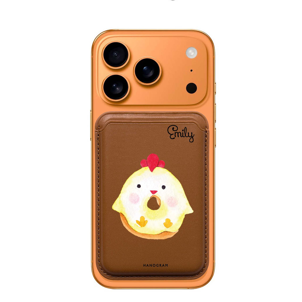 Sweet Donut Chick custom name MagSafe wallet for iPhone, personalized magnetic card holder, main view
