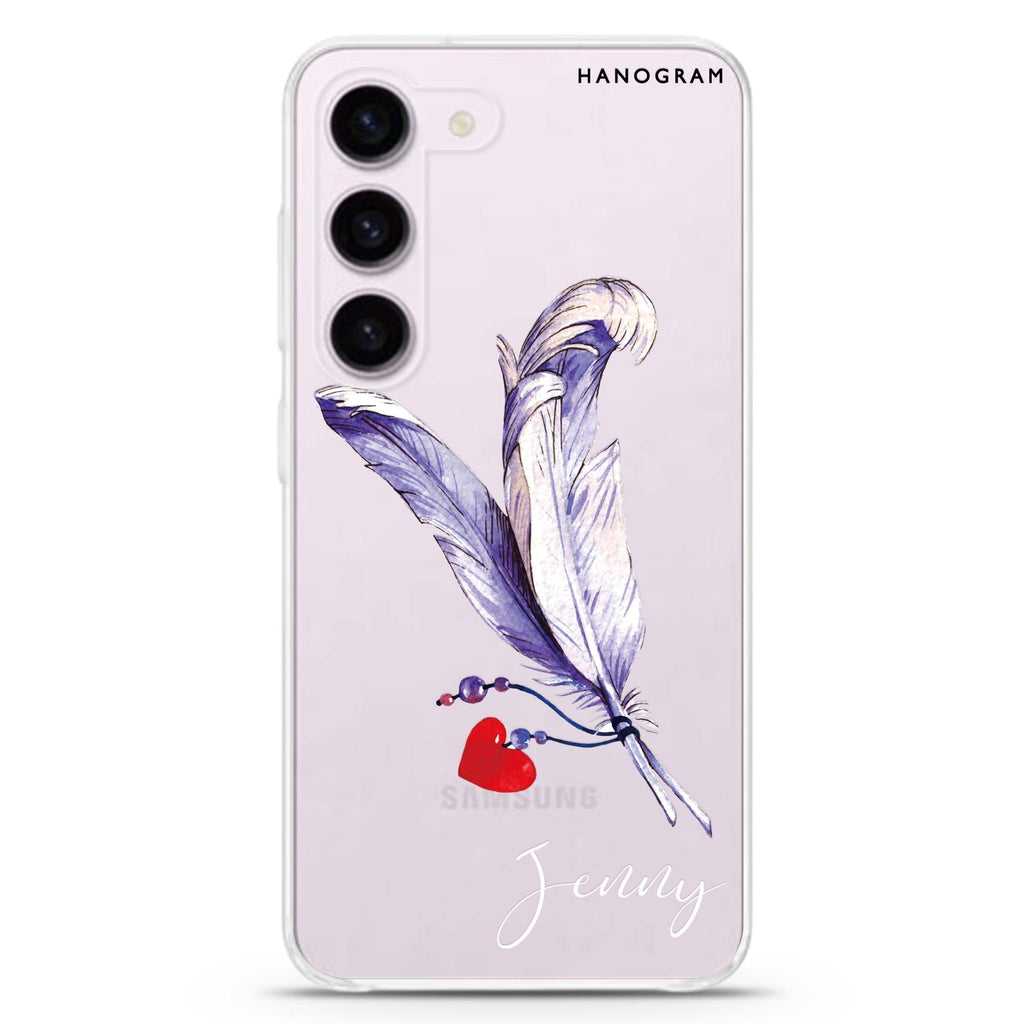 Feather Love personalized ultra-clear case for Samsung Galaxy S23/S22, front view