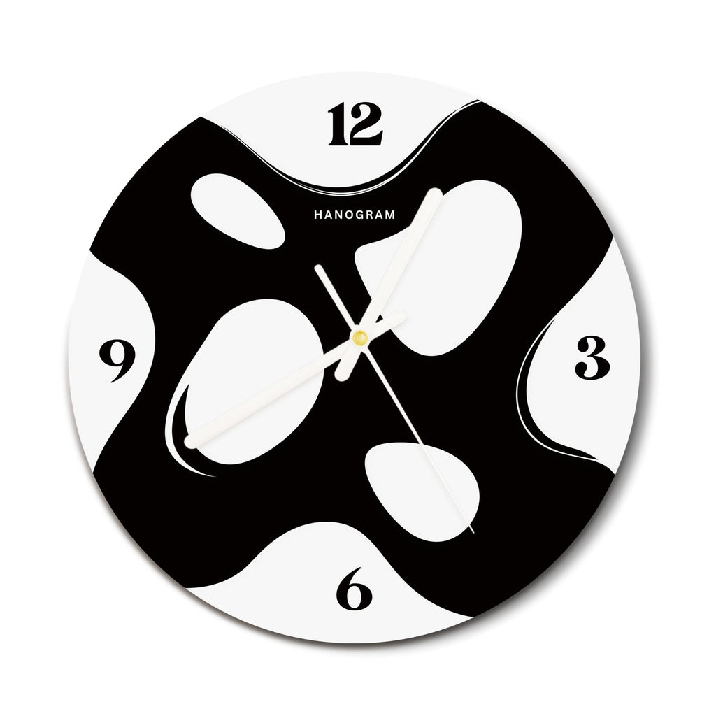 Bold Mono Flow premium glass wall clock, modern abstract home decor clock, main view