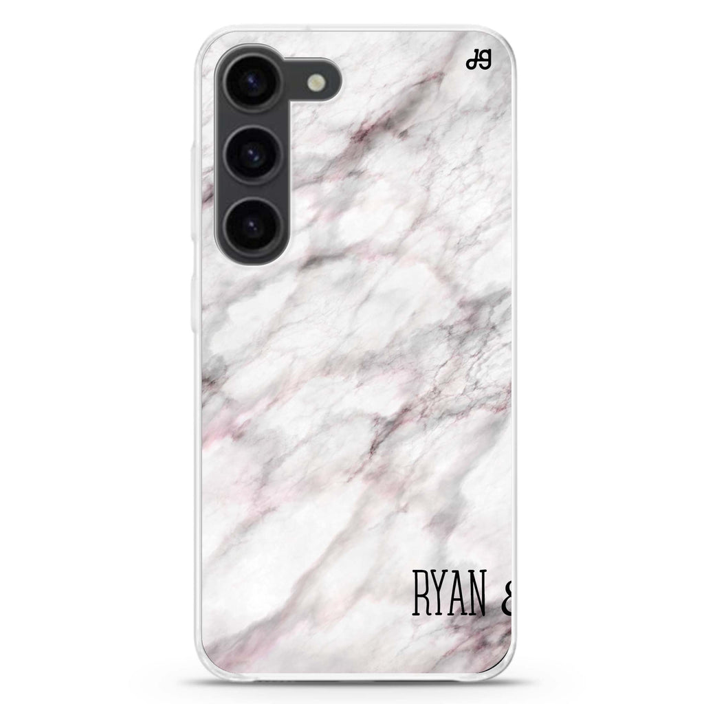 White Marble personalized ultra-clear case for Samsung Galaxy S23/S22, front view