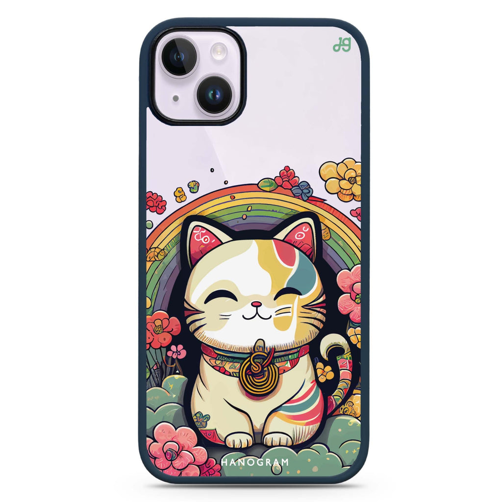 Japanese Lucky Cat iPhone 15 Impact Guard Bumper Case