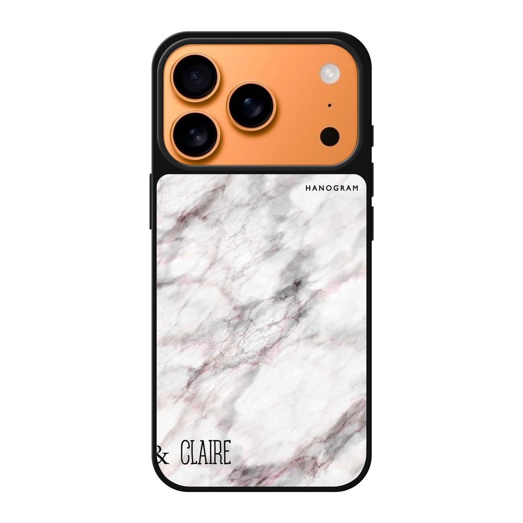 White Marble #1 personalized name white marble iPhone 17 Pro Max mirror case