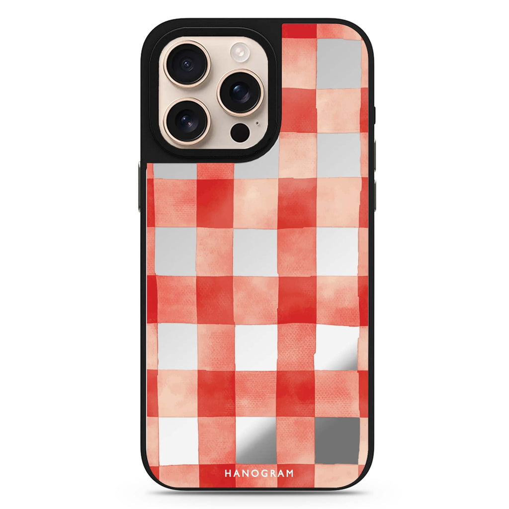 Cherry Checks MagSafe compatible mirror case for iPhone 16/15/14 Pro Max and Pro, main view