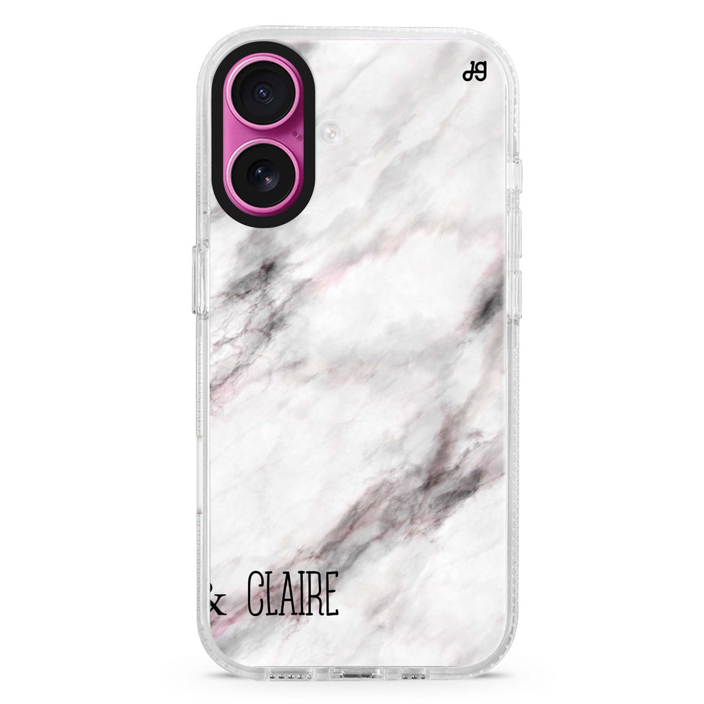 White Marble iPhone 16 Plus Ultra Clear Case