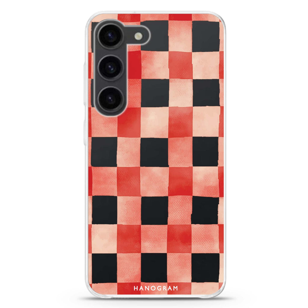 Cherry Checks ultra-clear case for Samsung Galaxy S23/S22, front view