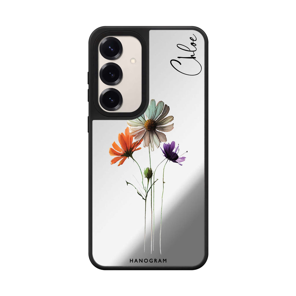 Custom name A Watercolour Floral Samsung Galaxy mirror case front view