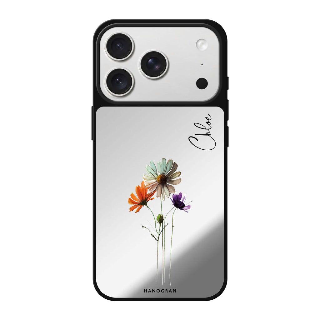 A watercolour floral personalized name spring flower floral watercolor iPhone 18 Pro Max mirror case