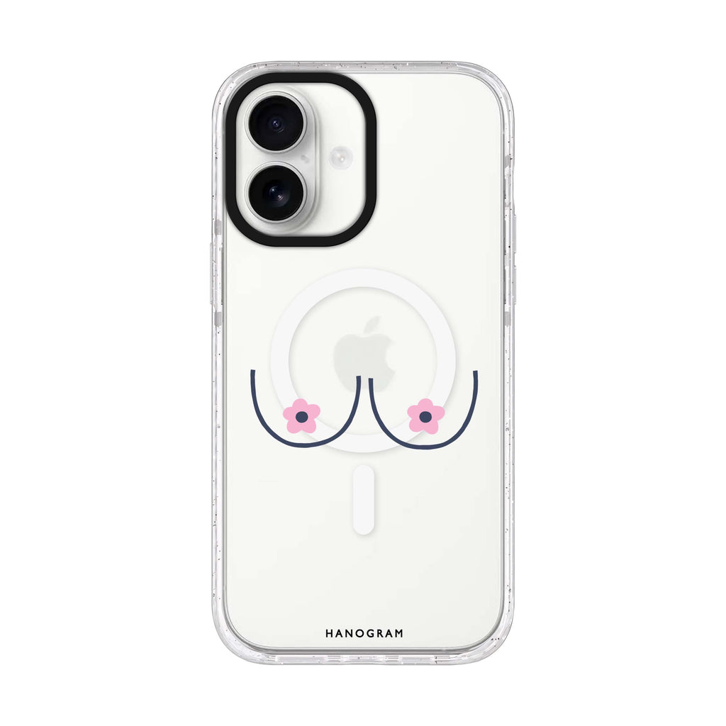 Floral Breast iPhone 17 ultra clear MagSafe case, front product view