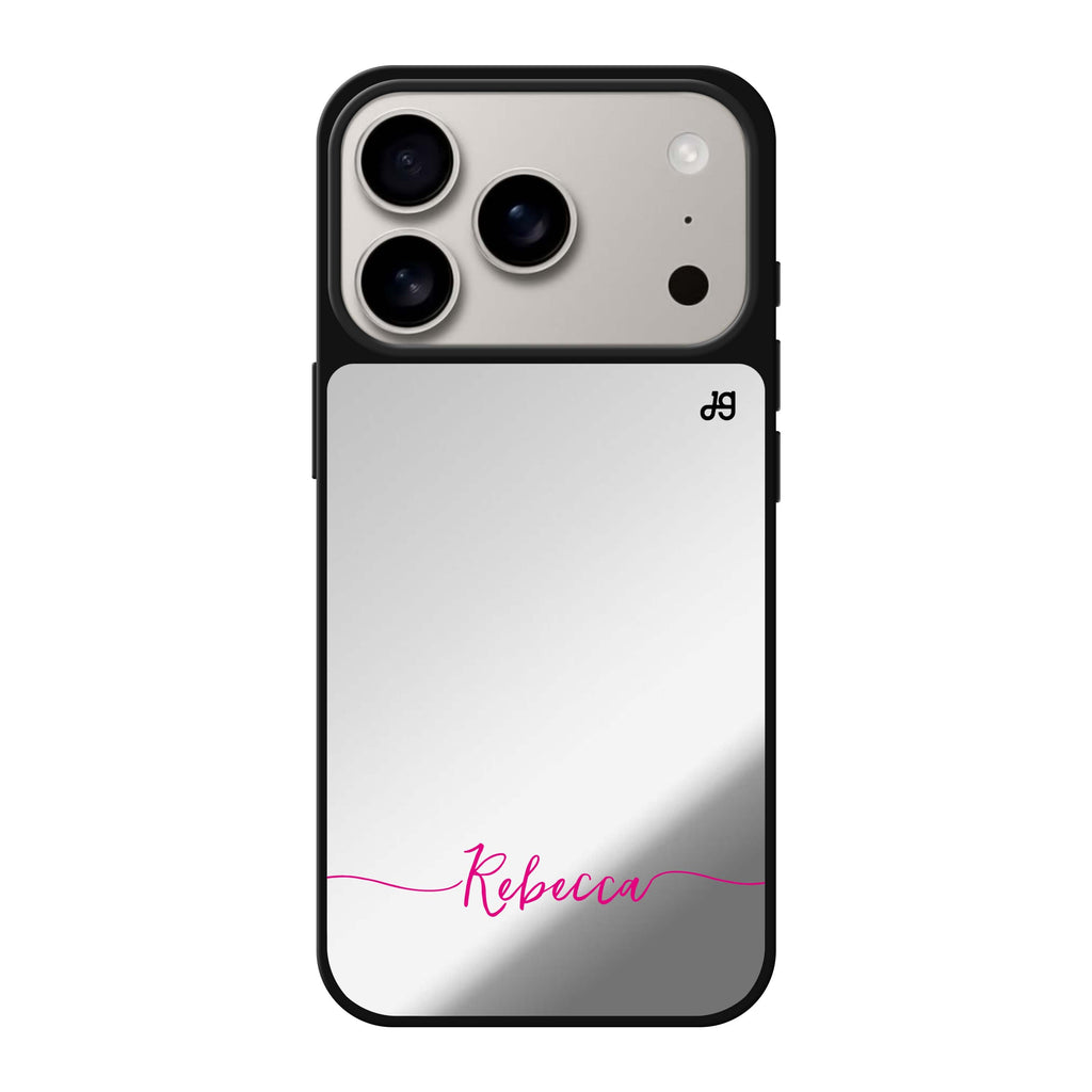 Initial handwritten personalized name typography iPhone 17 Pro Max mirror case