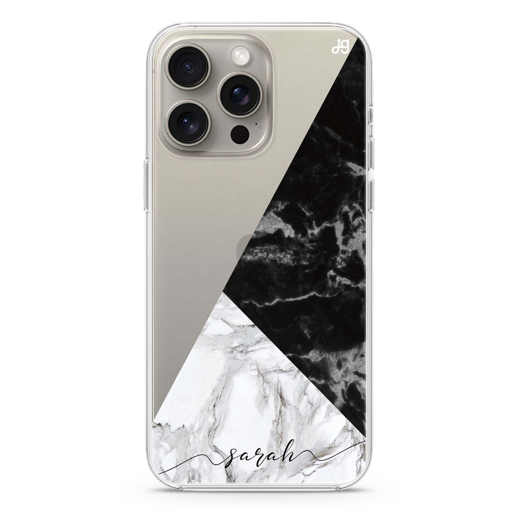 Black And White Marble iPhone Ultra Clear Case