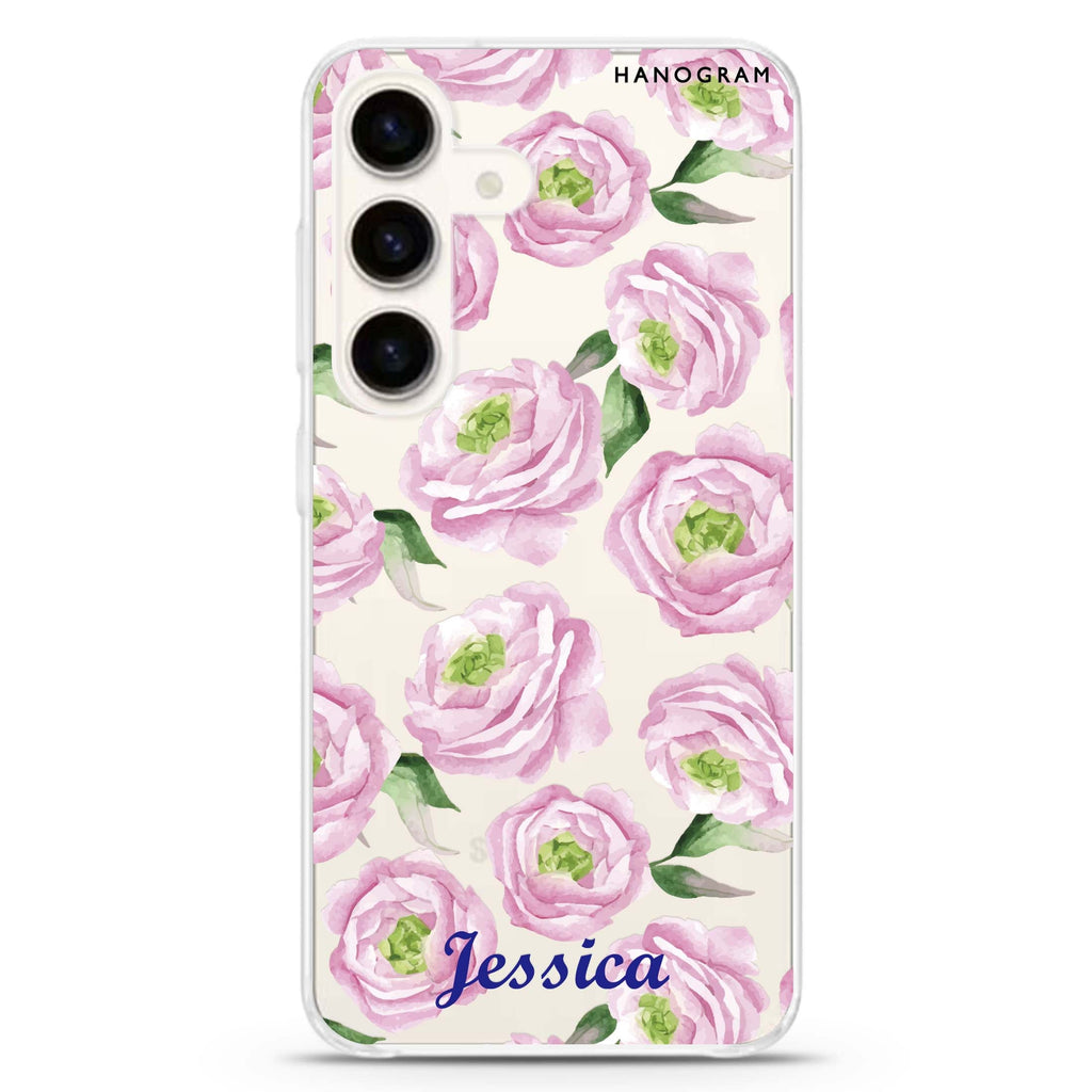 Watercolor pink floral Samsung Galaxy Ultra Clear Case