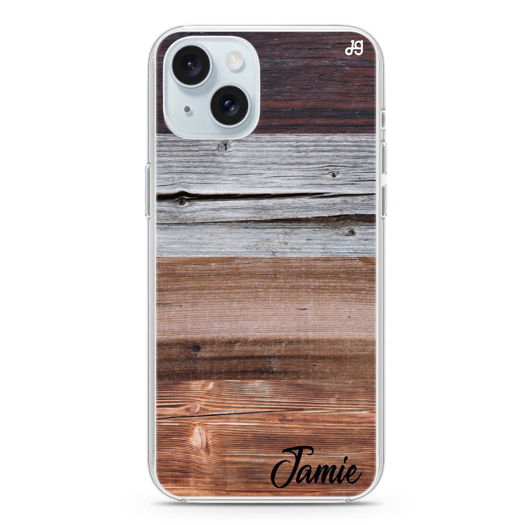 Wood Grain Varigegated iPhone 15 plus Ultra Clear Case