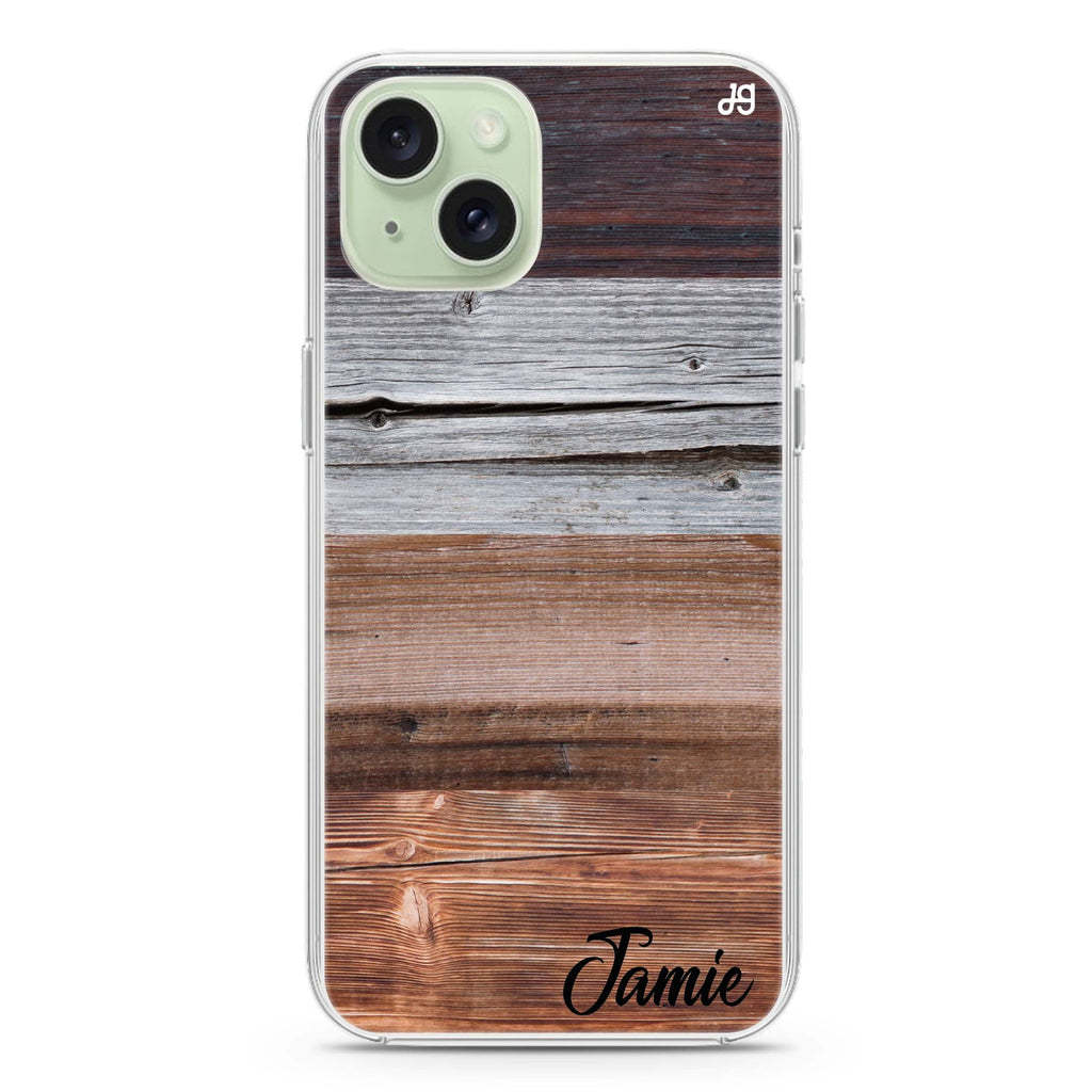 Wood Grain Varigegated iPhone 15 Plus MagSafe Compatible Ultra Clear Case