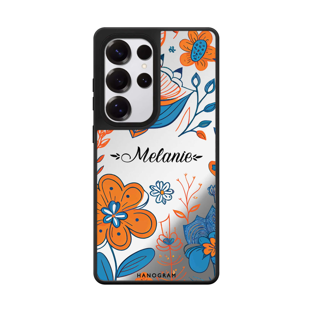 Custom Floral Pattern Samsung Galaxy S25 S24 S23 Ultra mirror case, front view