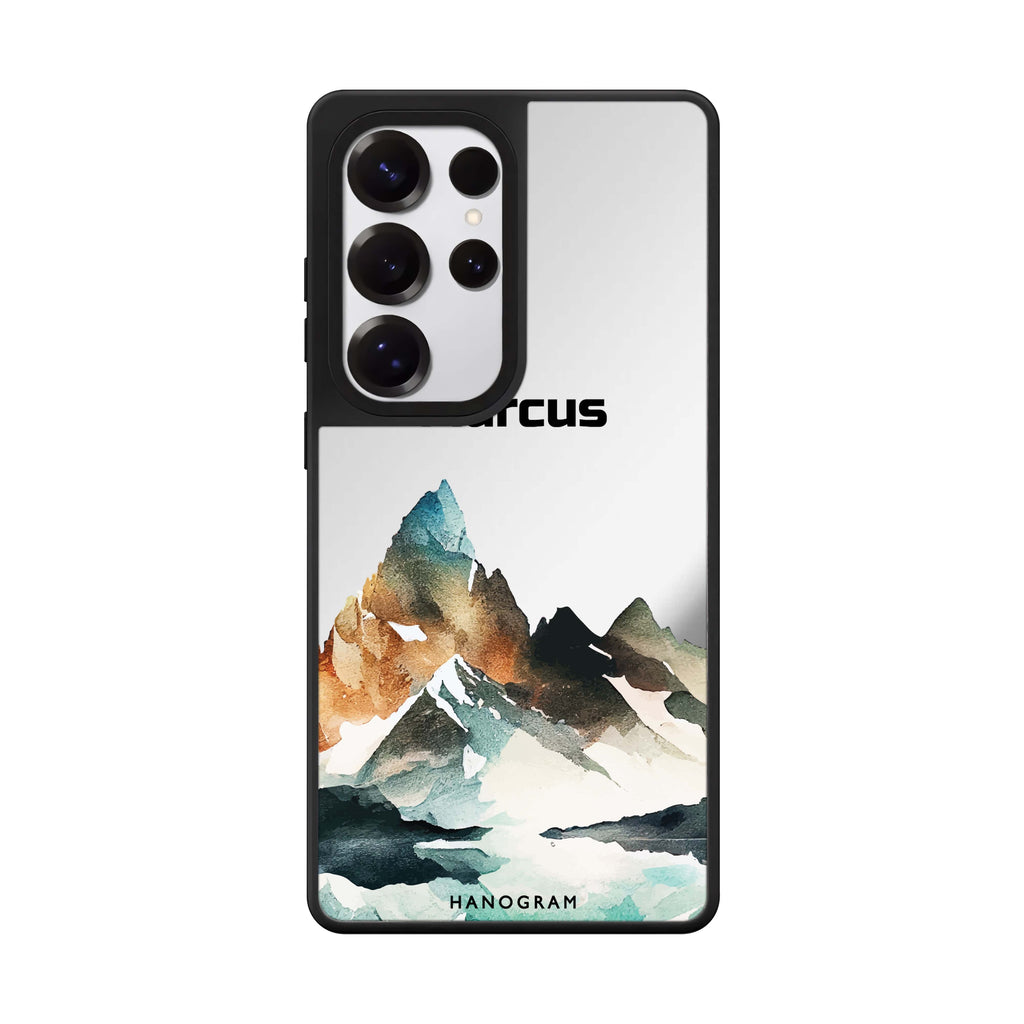 Custom Hills Samsung Galaxy S25 S24 S23 Ultra mirror case, front view