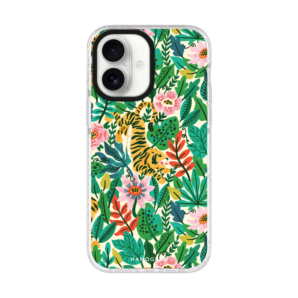 Tiger & Floral Style 1 iPhone 17 ultra clear MagSafe case, front product view