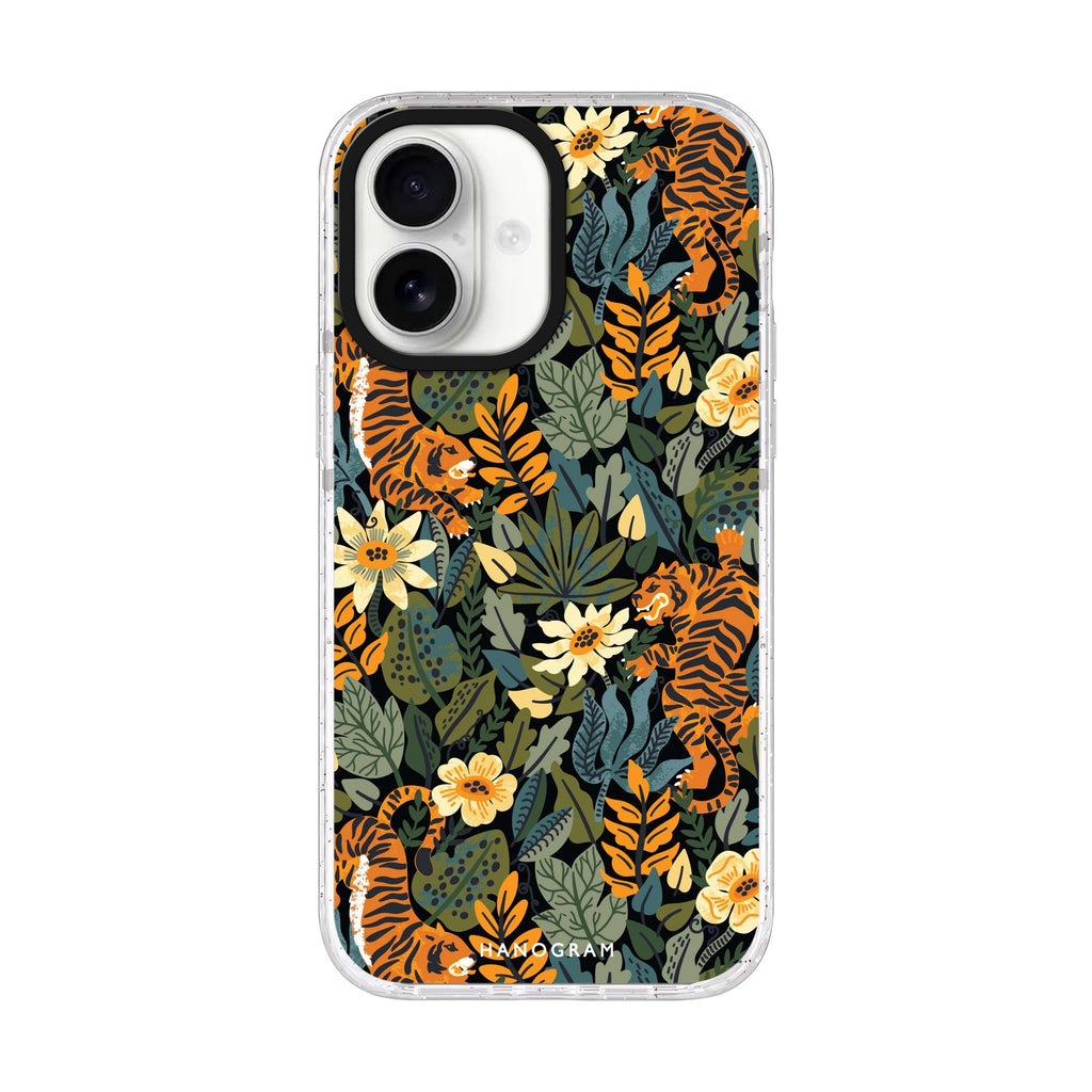 Tiger & Floral Style 2 iPhone 17 ultra clear MagSafe case, front product view