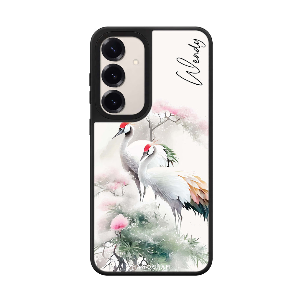 Custom name Pines Cranes Style 2 Samsung Galaxy mirror case front view