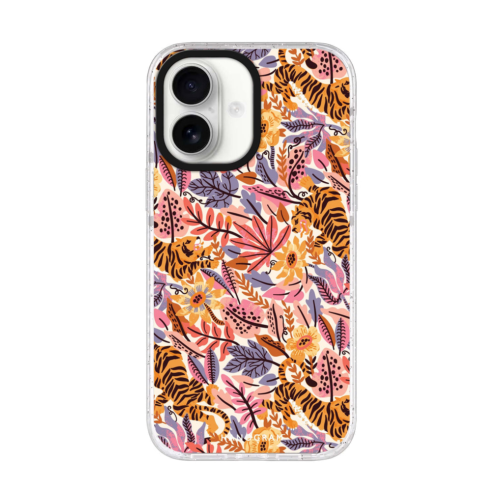 Tiger & Floral Style 3 iPhone 17 ultra clear MagSafe case, front product view