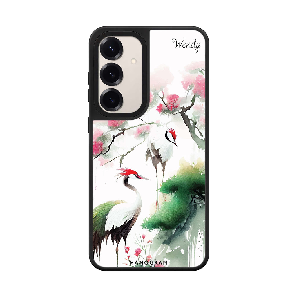Custom name Pines Cranes Style 1 Samsung Galaxy mirror case front view