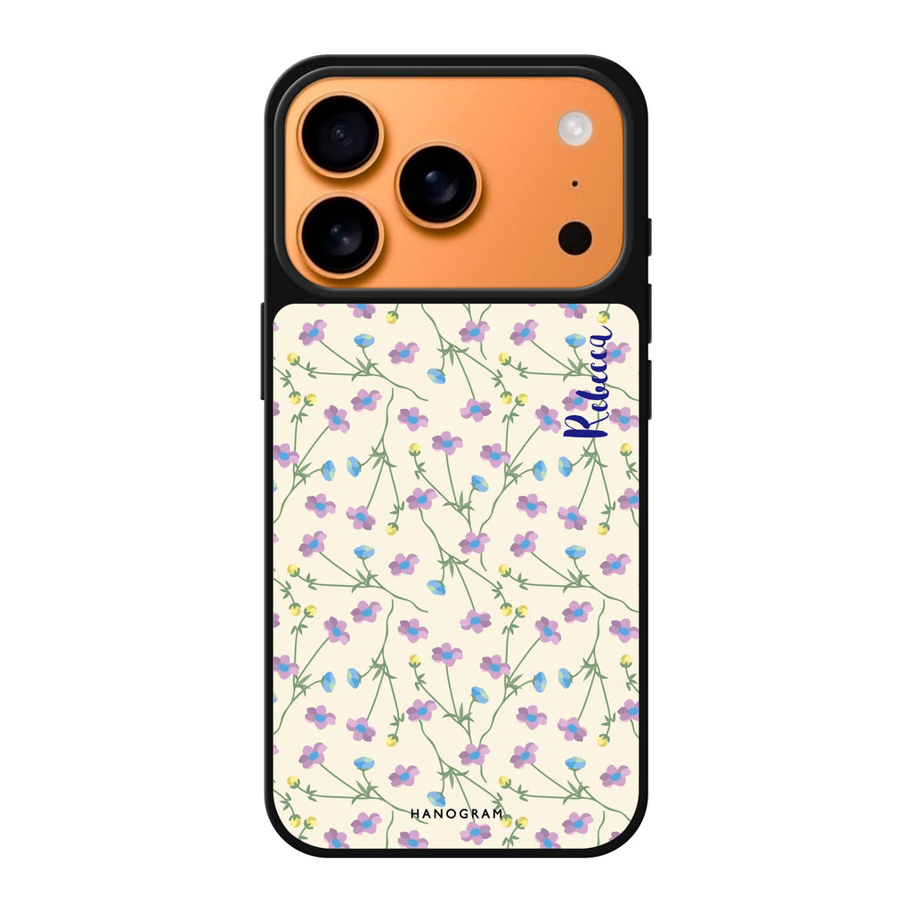 Girly floral personalized name spring flower floral iPhone 17 Pro Max mirror case