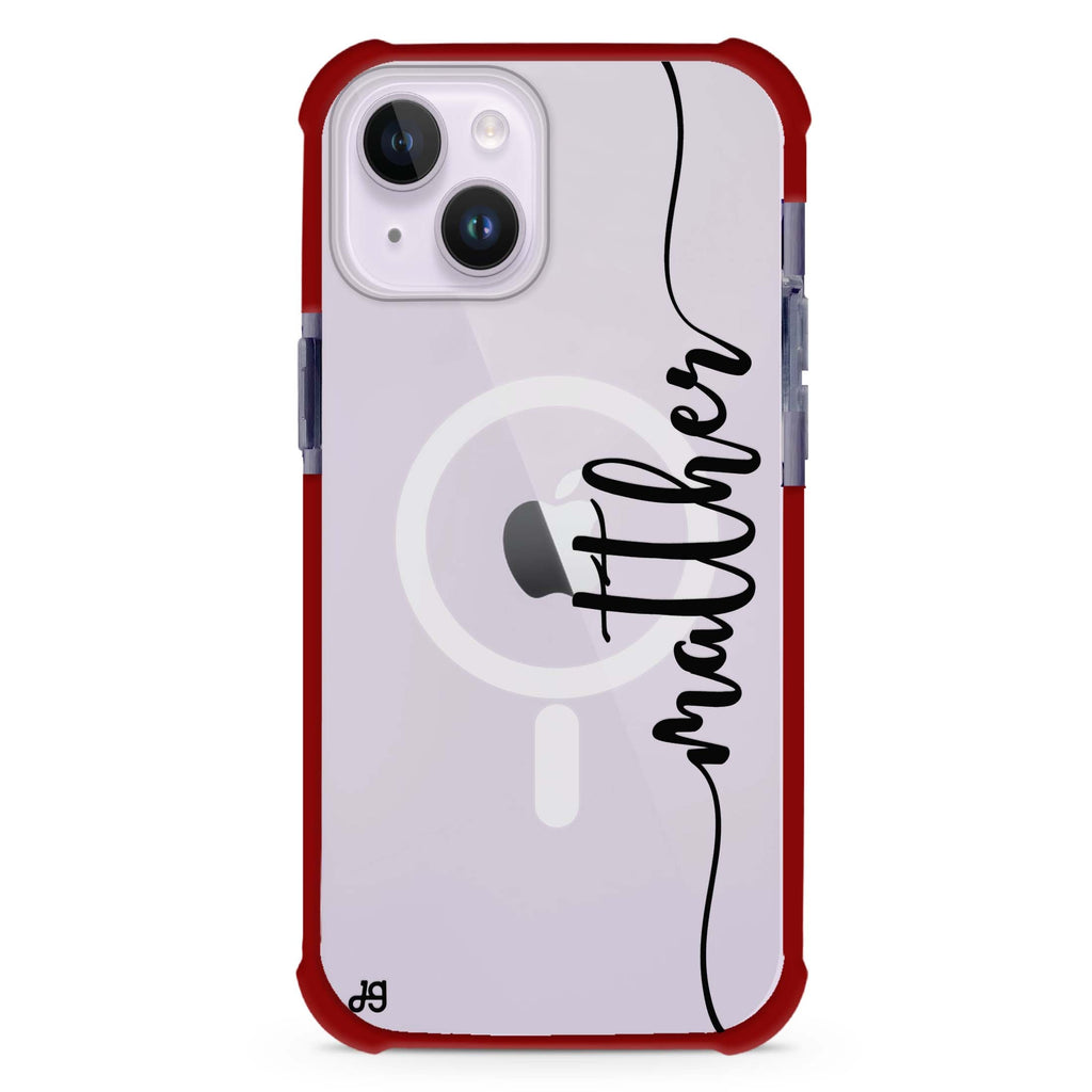 Vertical Script Handwritten Custom iPhone 15 Plus MagSafe Compatible Ultra Shockproof Case