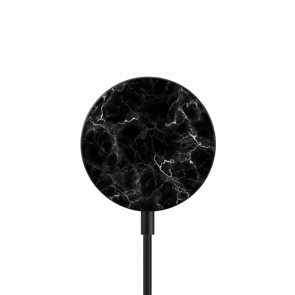 Black Marble Vein 25W Qi2.2 magnetic wireless charger front view