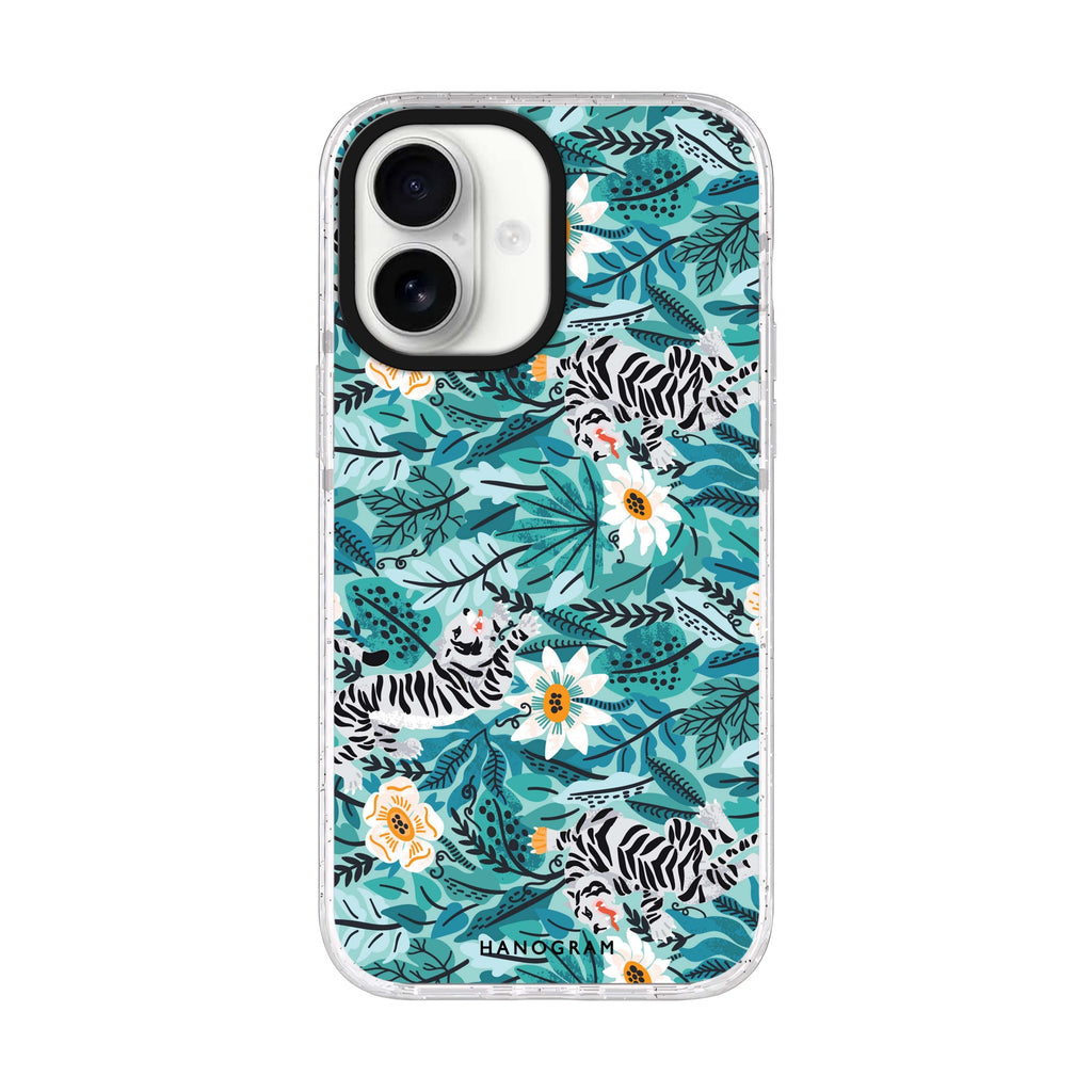 Tiger & Floral Style 4 iPhone 17 ultra clear MagSafe case, front product view
