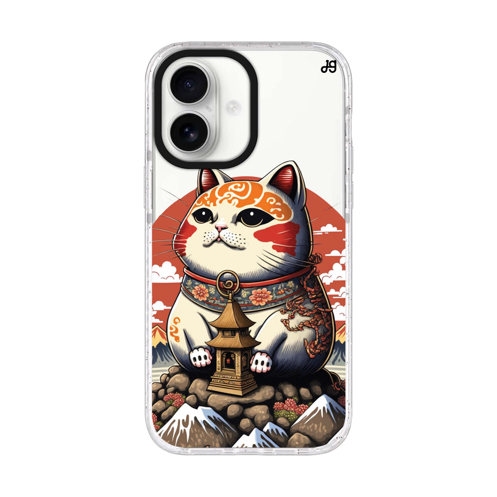 Cat with Fuji Mountain iPhone 17 ultra clear MagSafe case, front product view